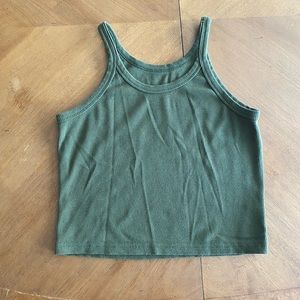 Army green cropped tank top S